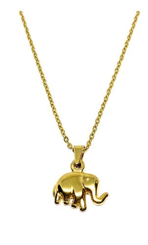 Collar Acero Inoxidable Dorado Elefante Inflado