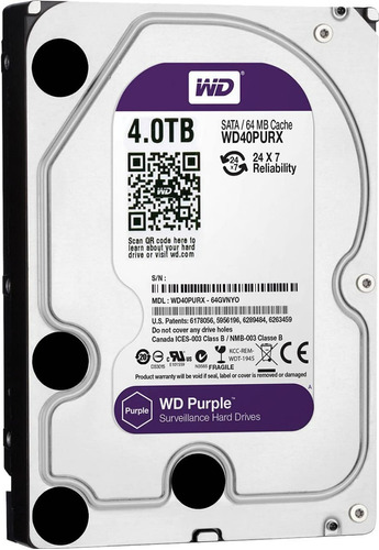 Disco Duro Wd Purple 4tb Cctv Nas Servidor 5400rpm 6gb/s 