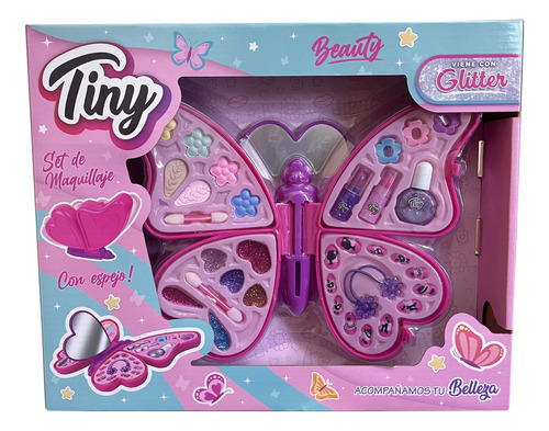 Set De Maquillaje Tiny Mariposa Sombras Y Glitter Cod 3289