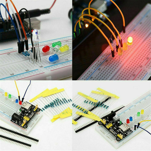 Kit De Componentes Electrónicos Con Protoboard 830 Puntos De Conexión Cable De Placa De Pruebas Cable Y Resistencia Aplicable Para R3 Blanco Electronic Component LONG ZHOU