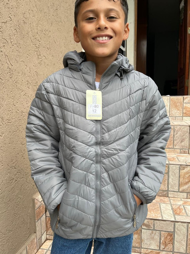 Campera Chiky Pink Lisa Impermeables Para Niños Gris Claro 12
