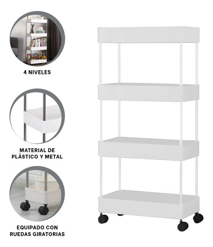 Anaquel Rectangular De 4 Niveles Blanco Ho30743 Y+ligas De R