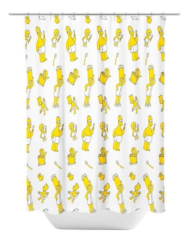 Imagen 1 de 4 de Cortina De Baño Los Simpson Extra Gruesa C/ Ganchos