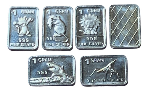 Robmar-monedas Rectangular Lote De 5 X 1 Gr. Plata 999-n°224