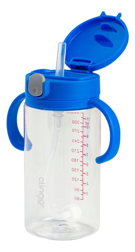 Imagem 1 de 3 de Copo Treinamento Transparente Com Canudo Clingo 330ml