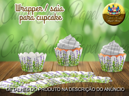 50 Wrappers Saia Para Mini Cupcakes Lavanda Flor