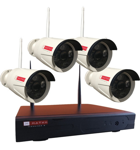 Kit Vigilancia 4 Cam Inalambrico Wifi Fullhd Matko Seguridad