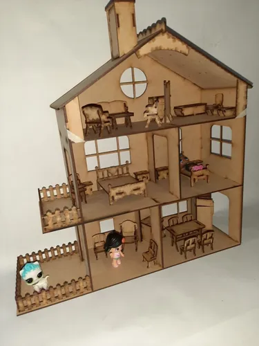 Casita De Mu ecas Para Lol En Fibrof cil Mdf Con 30 Muebles