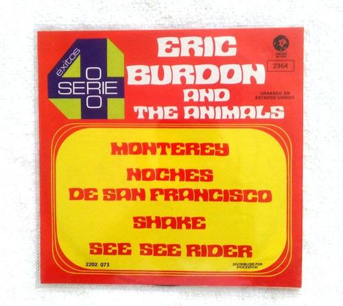 Disco De Vinil De 45 Rev. De Eric Burdon Y Los Animales 