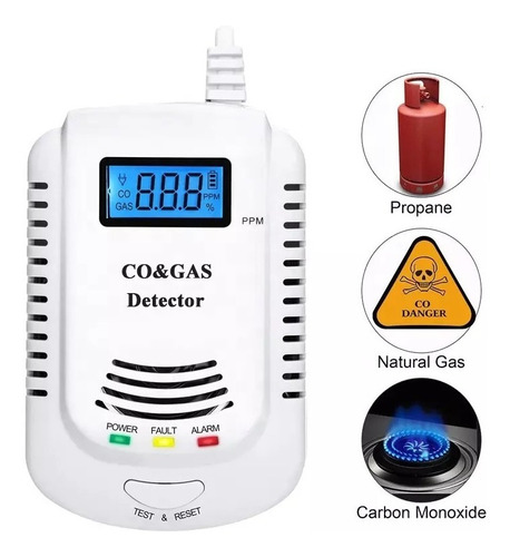 Detector Monóxido De Carbono Co, Gases Combustible Display