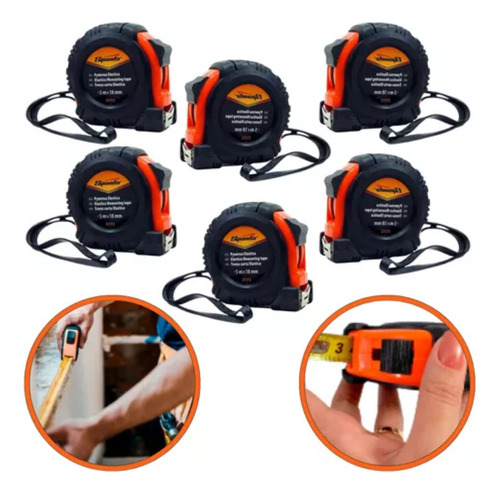 Kit 6 Trena De Aço 5m Emborrachada Trava Profissional Sparta