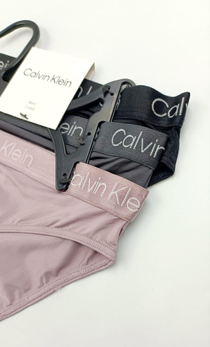 Calvin Klein Set 3 Calzón Bikini Mujer Stretch Satinado