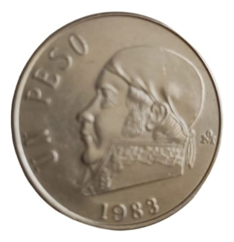 Moneda De 1 Peso Morelos Año 1983 Con 8 Abierto Gran Estado.