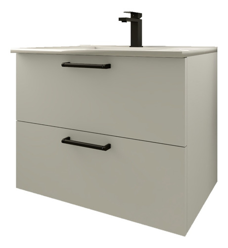 Mueble De Baño Mdf 18mm 80cm Blanco + Bacha De Loza 