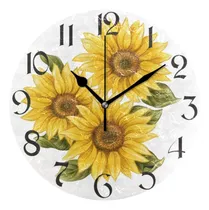Comprar Reloj De Pared Silencioso De Girasol, Redondo, Sin Tictac, F