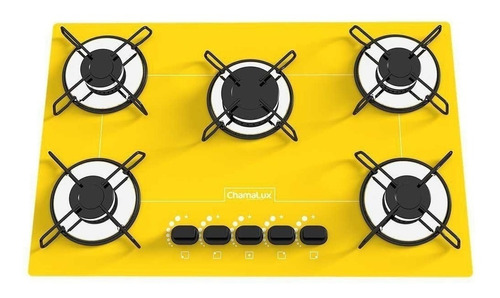 Fogão cooktop gás Chamalux Cooktop 5 bocas ultra chama amarelo 110V/220V