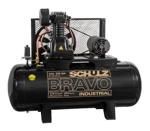 Compressor De Ar 20 Pés 200l 5 Hp 175 Lbs Tri. Bravo