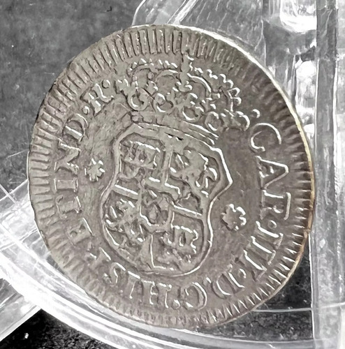 Moneda 1/2 Real Columnaria Plata Original 1764 Mexico Mo