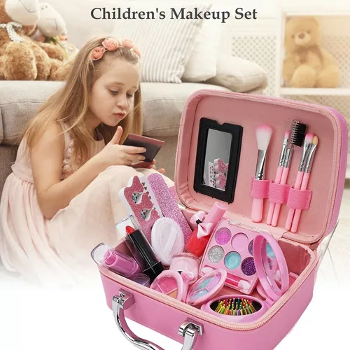 Kit de maquillaje para niños para niñas, kit de maquillaje lavable real,  kit de maquillaje para niñas pequeñas, juego de maquillaje real, juego de