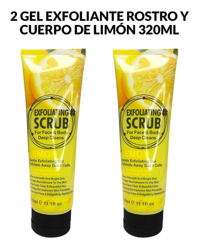 2 Gel Exfoliante Rostro Y Cuerpo De Limón 320ml