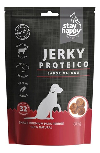 Snack Jerky Proteico Para Perros De Vacuno 100% Natural 80g
