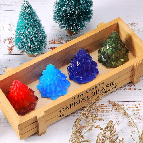 ^ 2pcs Molde Silicona Árbol De Navidad Árbol Molde Jabón