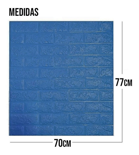 Imagen 2 de 7 de Placa De Pared Autoadhesivo Textura Ladrillo Azul Novedoso