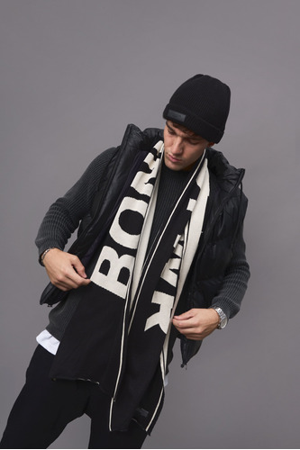 Bufanda Reversible Hombre Ancha Tejida Negra Borussia Bond