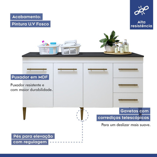 Lavanderia Modulada 1 Armário Multiuso E Balcão Osasco
