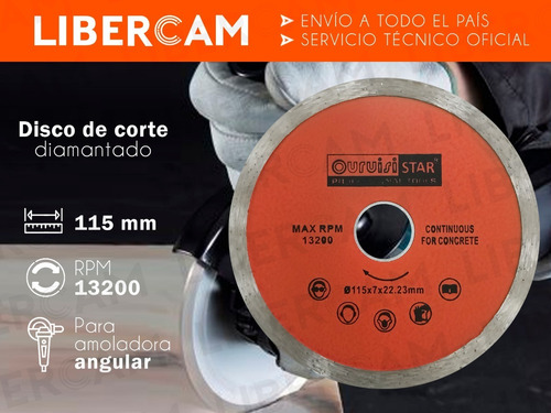 Imagen 3 de 10 de Disco Diamantado Para Amoladora Angular 115mm Continuo