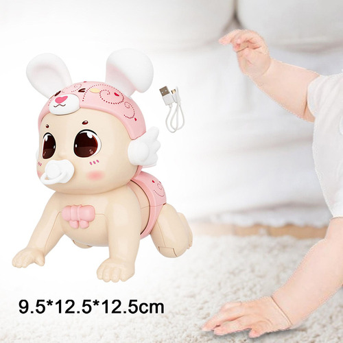 Juguete Para Gatear Para Bebés Con Sonido Conejo Rosa