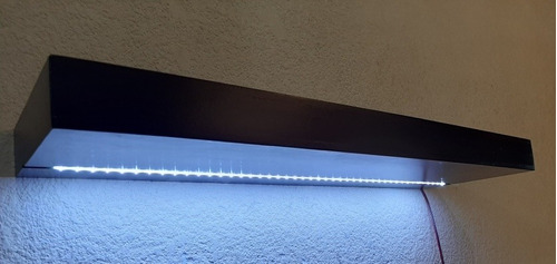 Repisa Flotante Con Tira De Luz Led, Lampara Color Chocolate