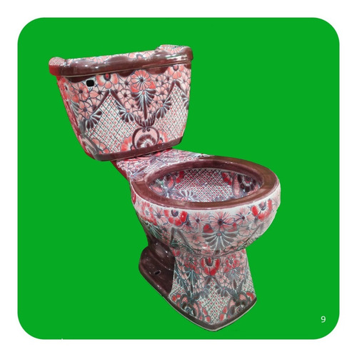 Imagen 1 de 5 de Wc Sanitario Taza + Tanque Cerámica Tipo Talavera Vino M9