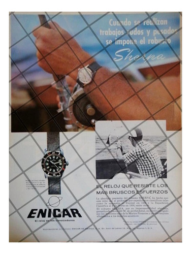 Cartel Publicitario Retro Relojes Enicar Sherpa 1962