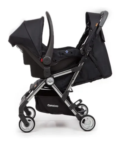 Coche de paseo Carestino Cici Con Huevito negro con chasis color plateado