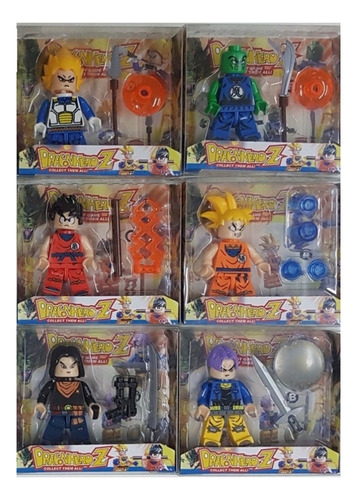 6 Minifiguras Lego De Dragon Ball Z 10 Cm Con Accesorios