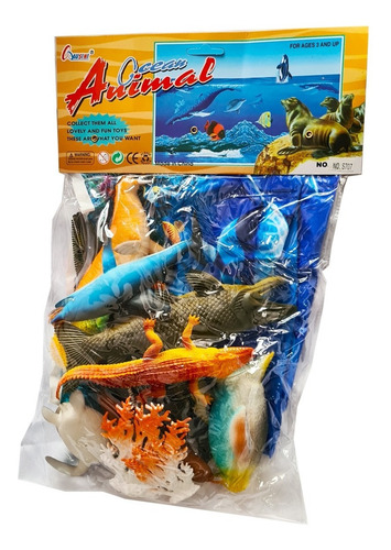Imagem 2 de 2 de Kit Animais Marinhos Borracha Mar Oceano 12 Peças Brinquedo