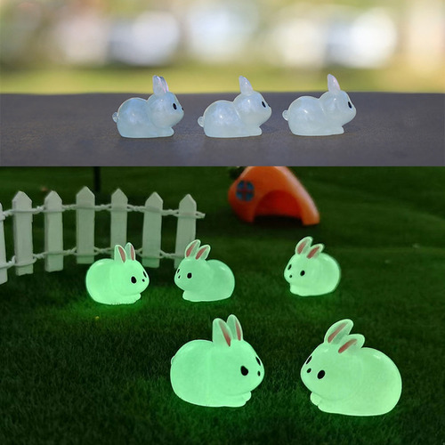 (w) Conejito Luminoso En Miniatura De Resina Que Brilla En L