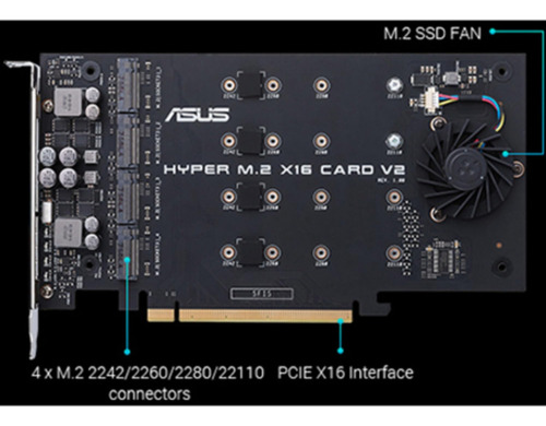 Tarjeta De Expansión Asus Hyper M.2 X16 Pcie 3.0 X4 V2 128gb