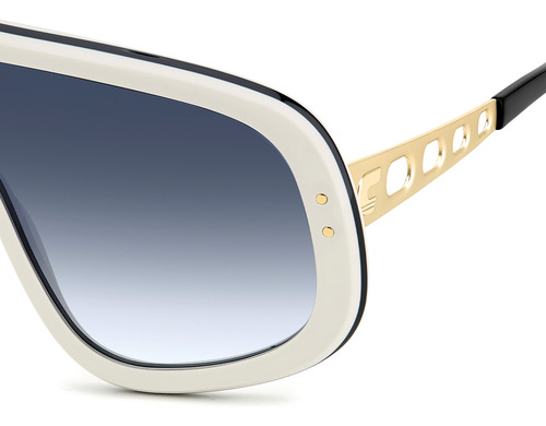 Óculos De Sol Carrera Flaglab 17 White Black Blue Gradient Armação Branco Haste Dourado Lente Azul-claro Desenho Liso