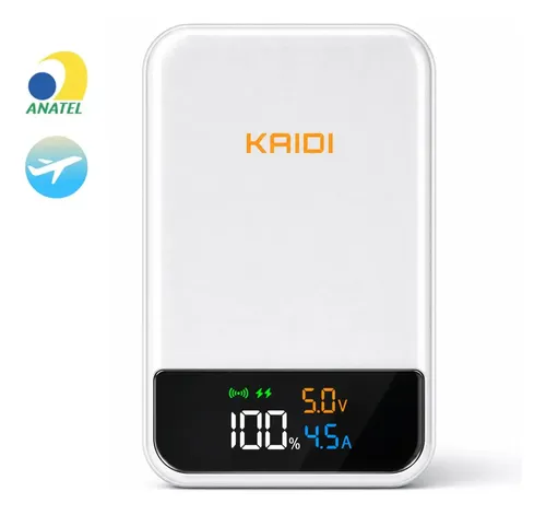 Power Bank Magnético Turbo Kaidi para iPhone com 10.000mAh e Carregamento por Indução Branco
