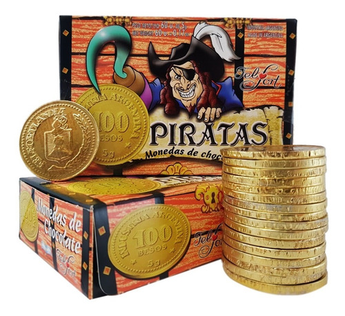 Imagen 1 de 5 de Monedas Piratas Chocolate Promo 60un - Barata La Golosineria