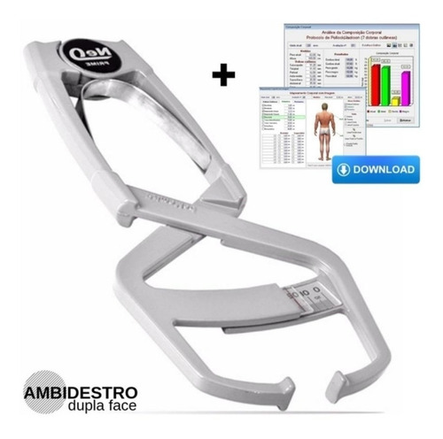 Imagem 2 de 3 de Adipômetro Clínico Prime Med Neo Prata Physical Test 2.98