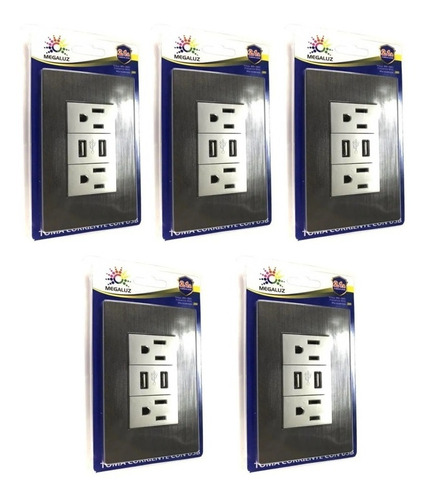 5 Pz Contacto Doble Duplex 2 Puertos Usb Hy-jl310 T3173