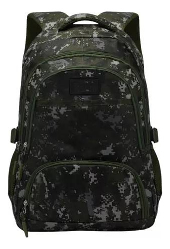 Mochila porta notebook Bagcherry Urbana 430313 430316 430284 color verde oscuro diseño camuflada 25L