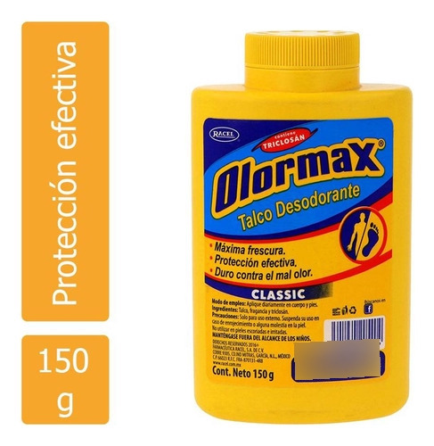 Talco Desodorante Olormax Classic Frasco Con 150 G