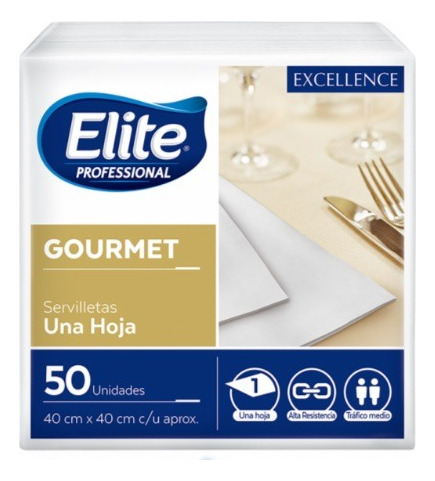 Servilleta Gourmet Elite Excellence Blanca 50 X 12 - Ip1433