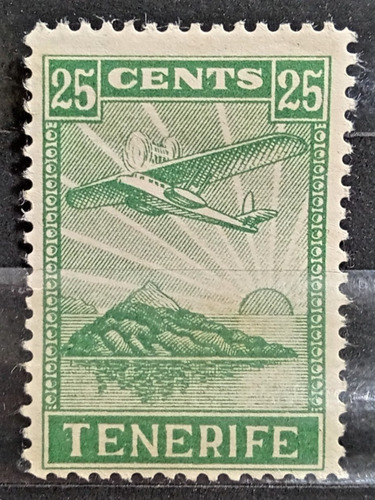 España Tenerife Aviones, Sello Local 25c Verde 37 Nvo L17688