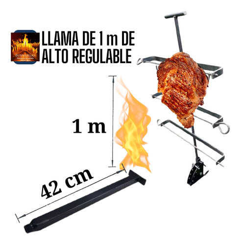 Mechero Para Estaca Asador Cruz A Gas Llama 1 Metro