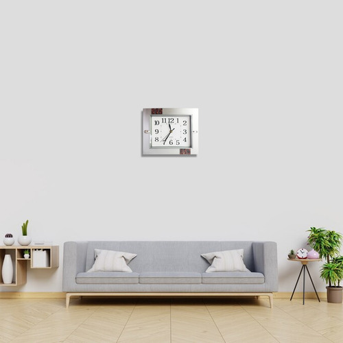 Reloj De Pared Rectangular Moderno Analógico Estructura Café